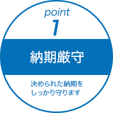 point1.納期厳守。決められた納期をしっかり守ります。