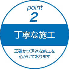 point2.丁寧な施工。正確かつ迅速な施工を心掛けております。